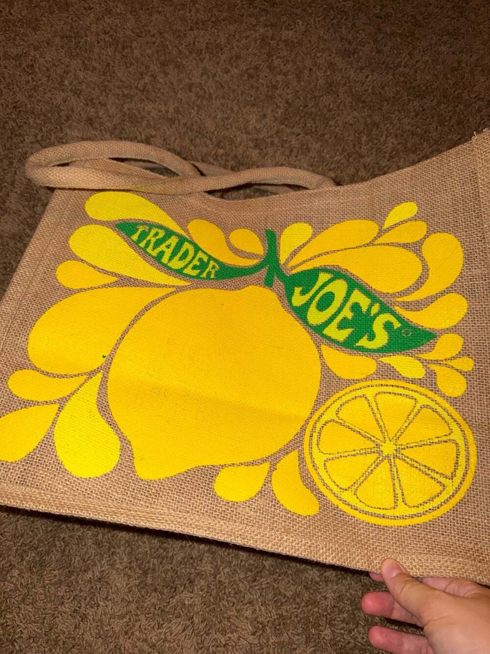 Trader Joe's Citrus Lemon and Lime Jute Burlap Reusable Tote Bag